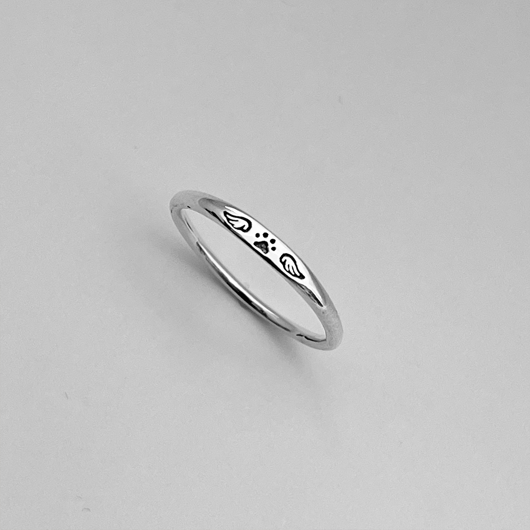 FOR MEMORIAL - My Four-legged Angel is Always Near By Tiny Paw With Wings Ring