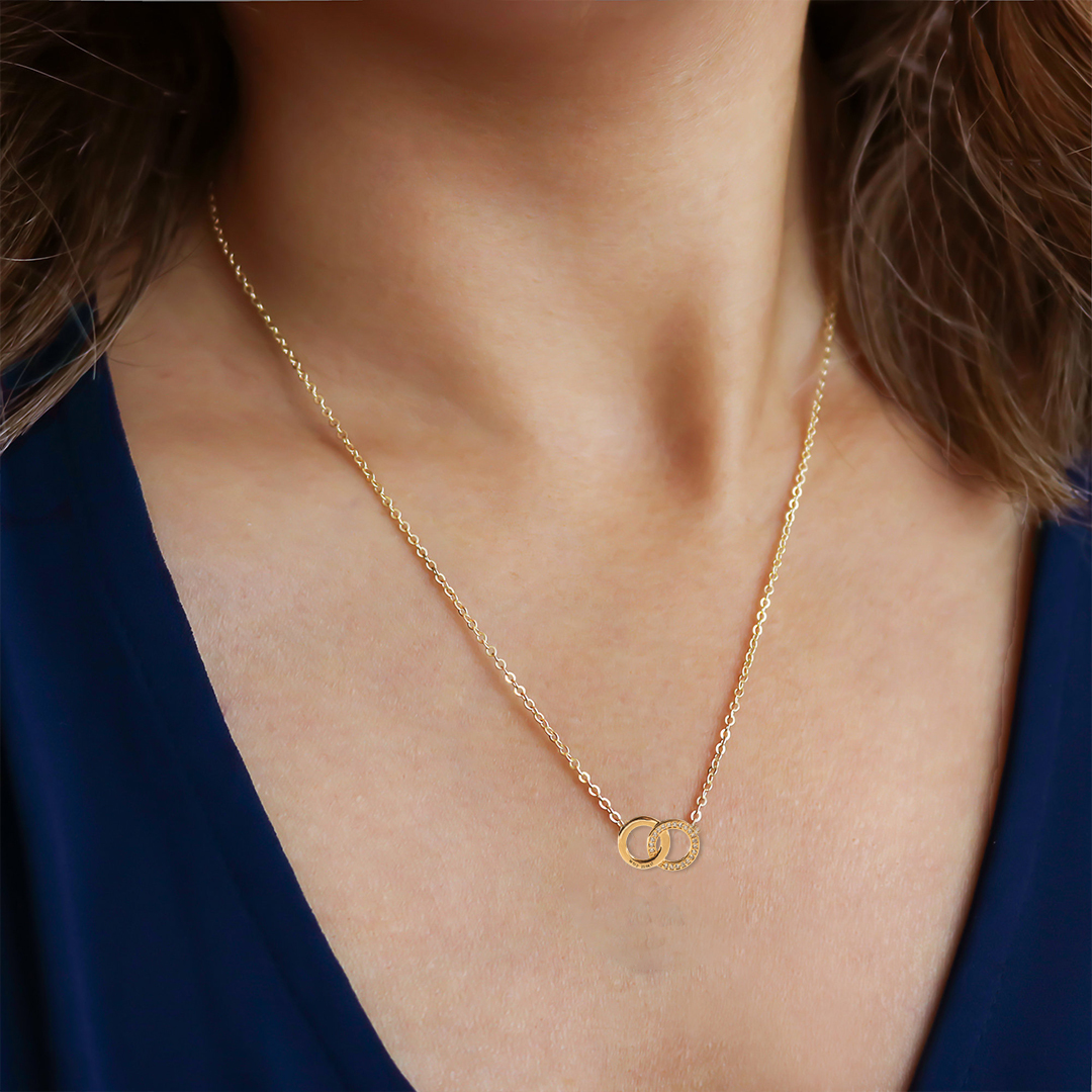 For Love - S925 We Are Forever Linked Together Initials Date Custom Interlocking Necklace