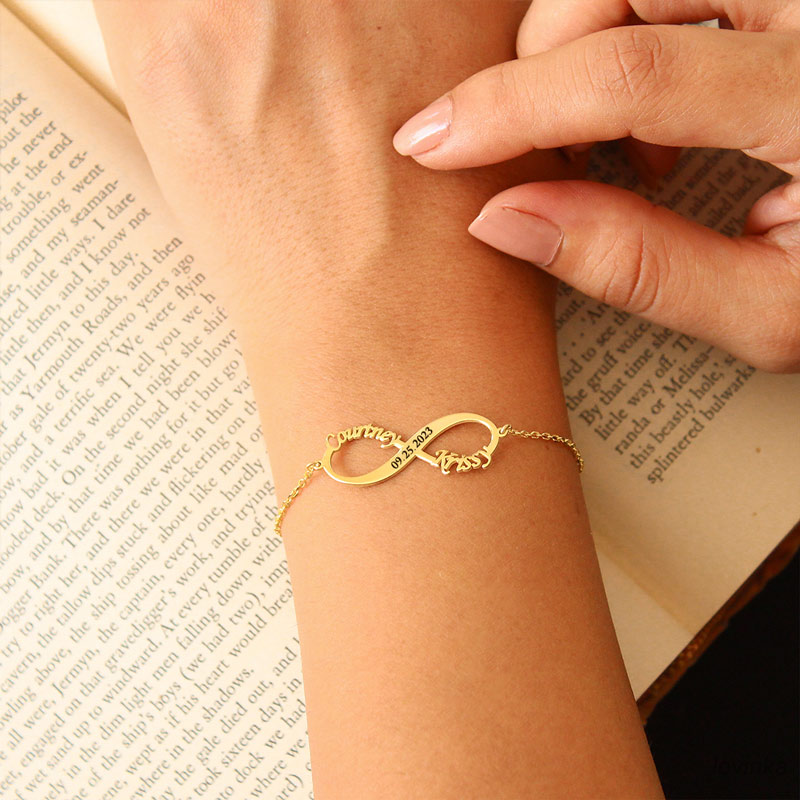 For Love - S925 I Love You Until Infinity Runs Out Name & Date Custom Infinity Bracelet