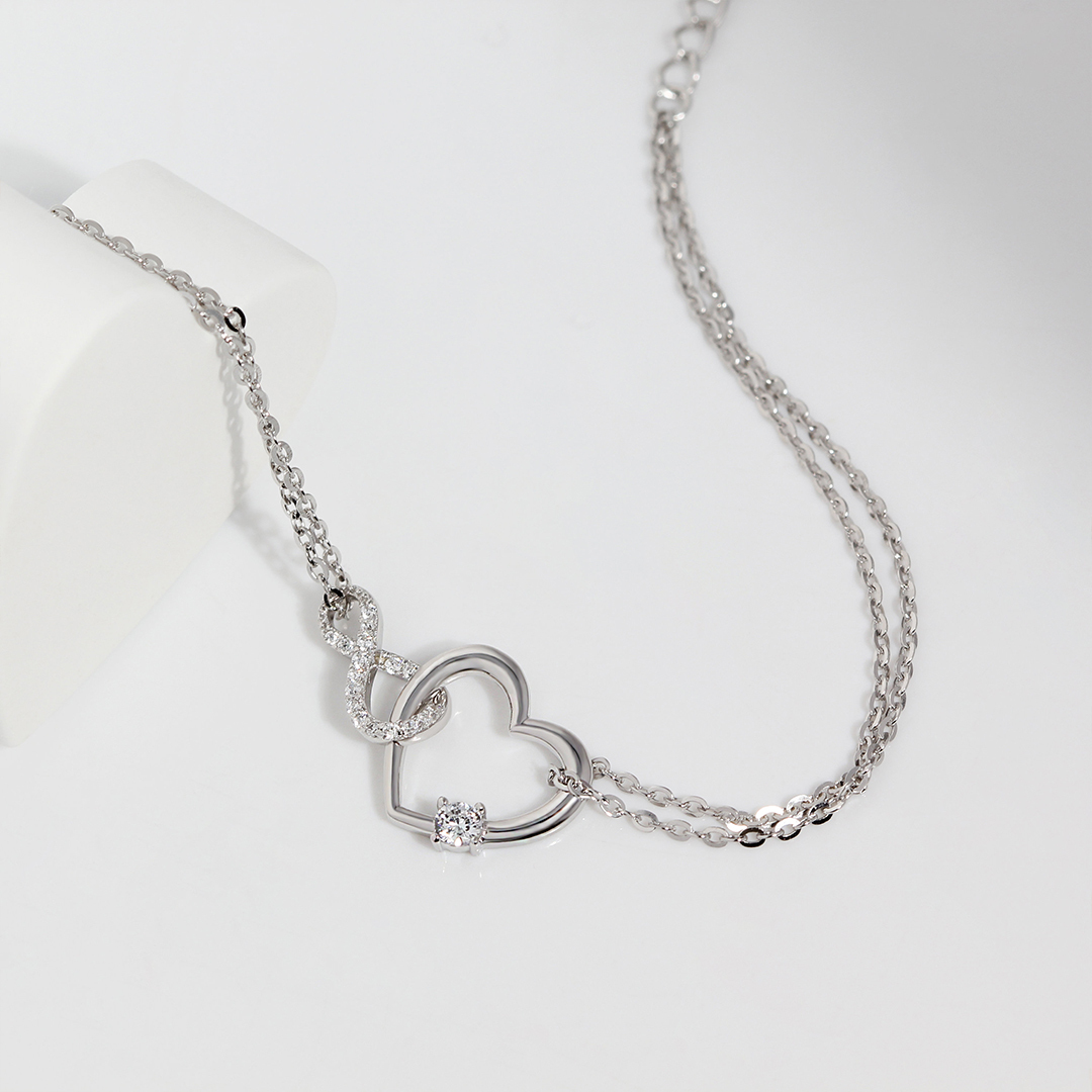 S925 I Love You Until Infinity Runs Out Infinite Heart Double Layer Bracelet