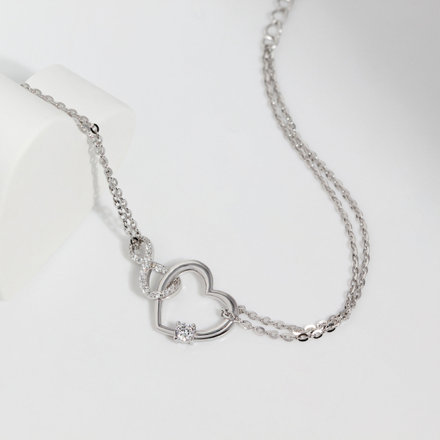 For Daughter - S925 I Love You Until Infinity Runs Out Infinite Heart Double Layer Bracelet