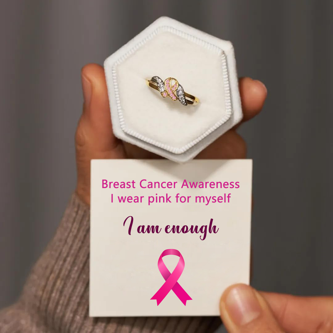 We Will Get Through Cancer Together Ribbon Ring For Women