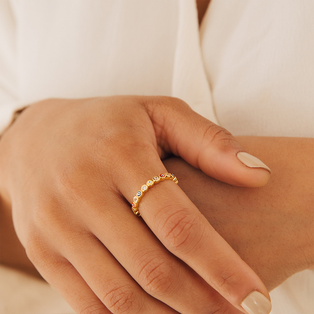 May You Always Be Protected Evil Eye  Ring