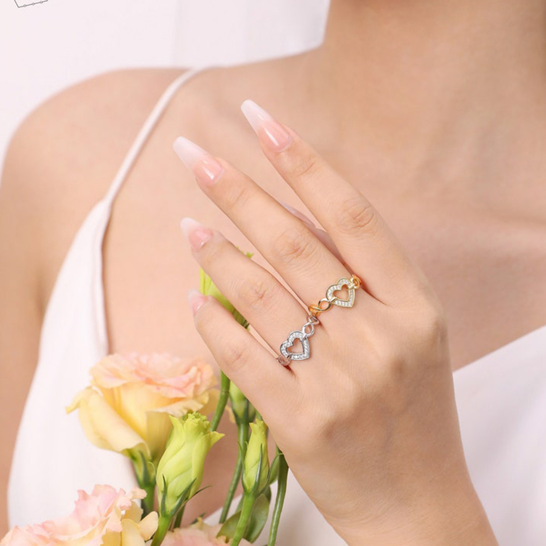 S925 Aunt and Niece Big Love Double Infinity Ring