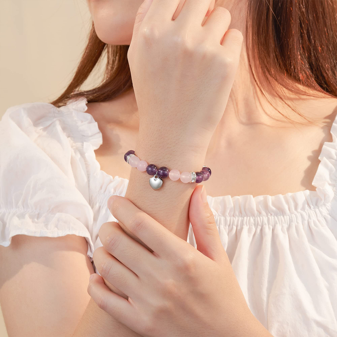 For Daughter - Never Forget How Much I Love You Heart Bead Bracelet