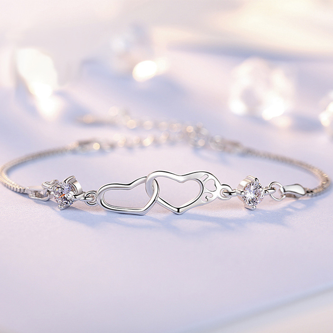 S925 Forever Linked Together Double Diamond Bracelet