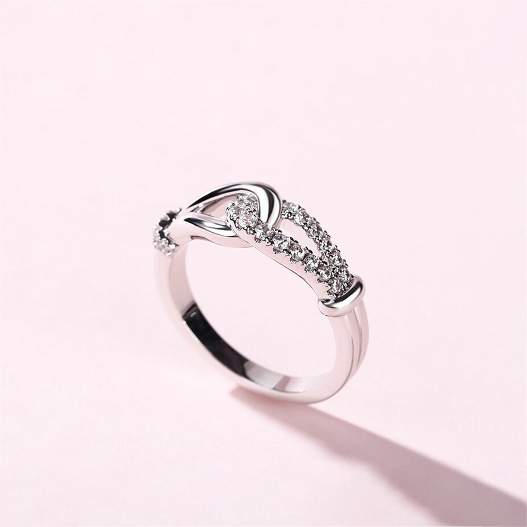 S925 Aunt And Niece Forever Connected Diamond Knot Ring