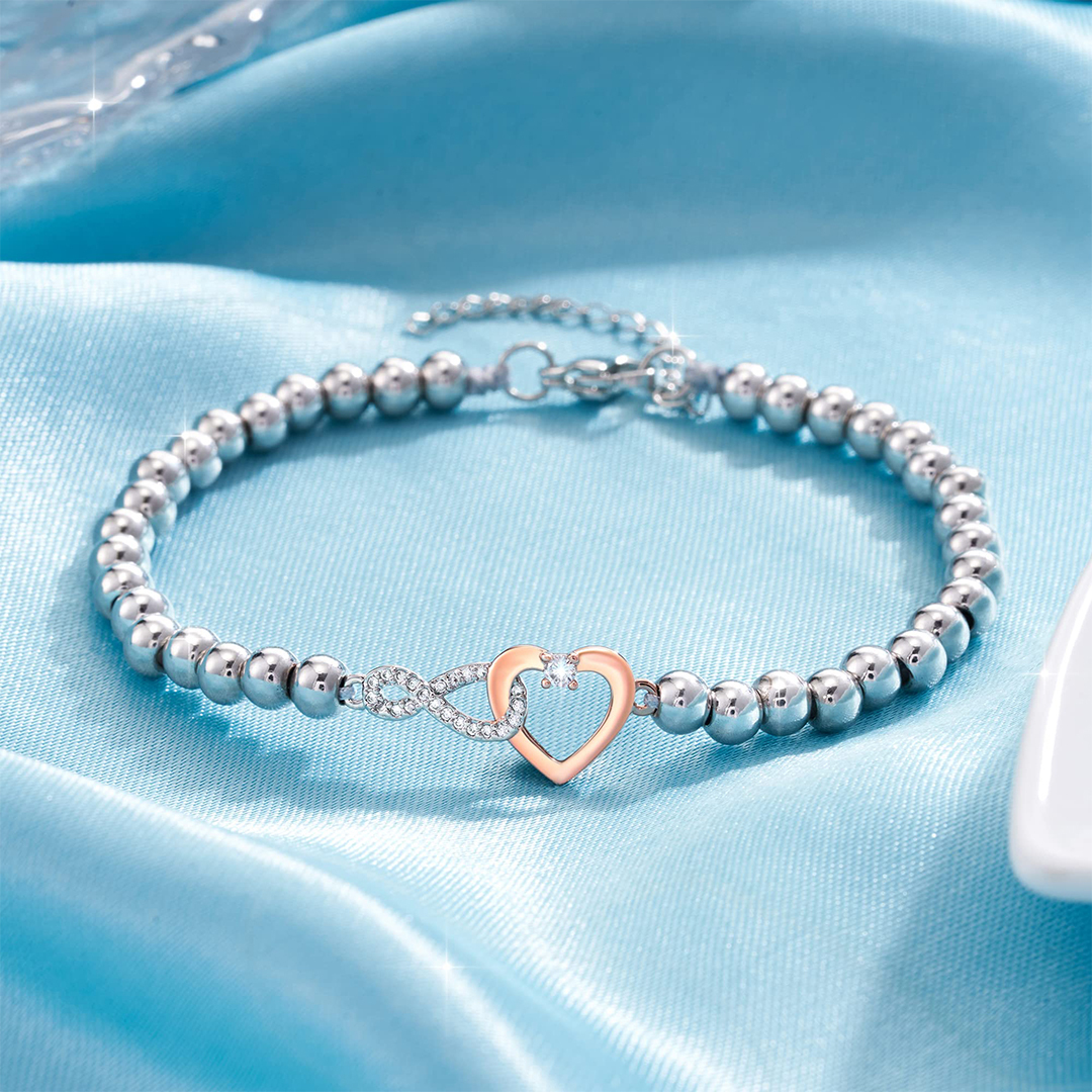 For Daughter - Mother and Daughter Forever Linked Together Infinite Love Beaded Bracelet