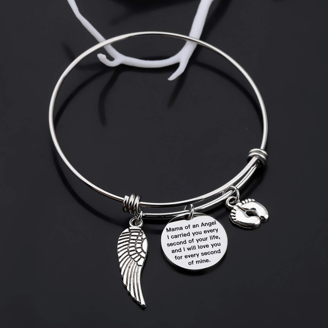 For Memorial - I Will Love You For Every Second Of Mine Footprint Wing Bracelet