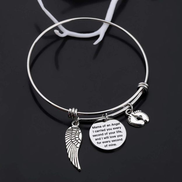 For Memorial - I Will Love You For Every Second Of Mine Footprint Wing Bracelet