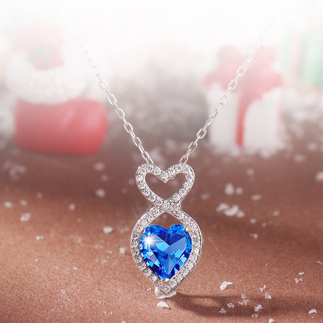 For Bonus Daughter - I'm So Proud Of You Blue Heart Crystal Necklace