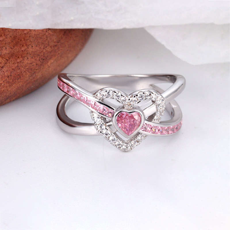 For Aunt/Niece - S925 Pink Heart Diamond Ring