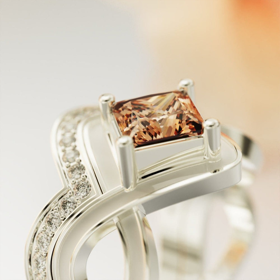 For Love - S925 Yellow Crystal Wave Ring