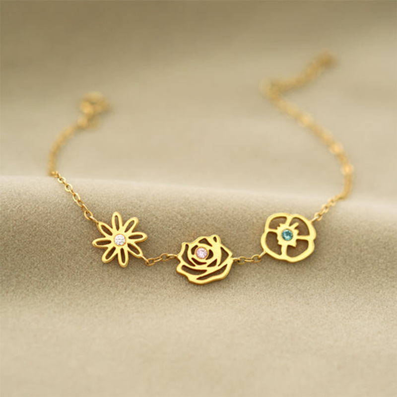 For Grandma - Grandma's Garden Custom Birth Flowers Bracelet