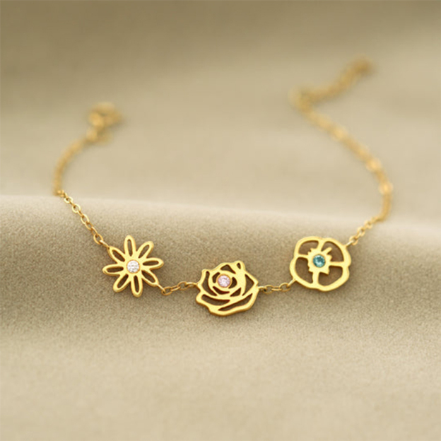 For Grandma - Grandma's Garden Custom Birth Flowers Bracelet