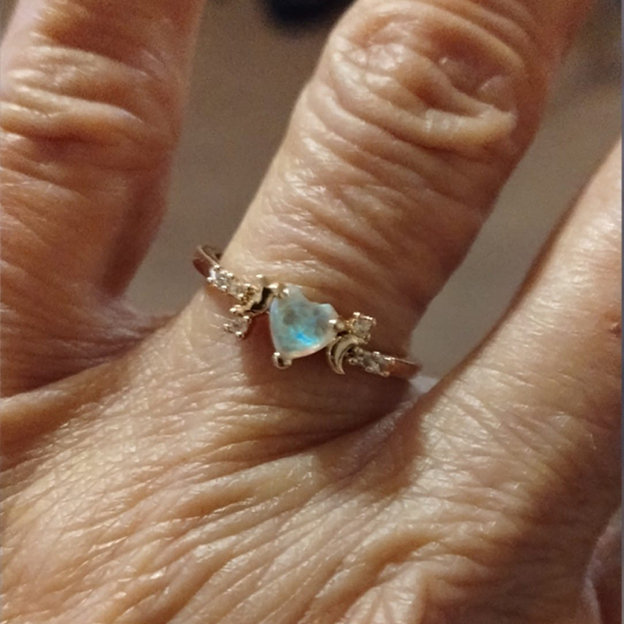For Self - Remember To Love Yourself Unconditionally Love Heart Opal Ring