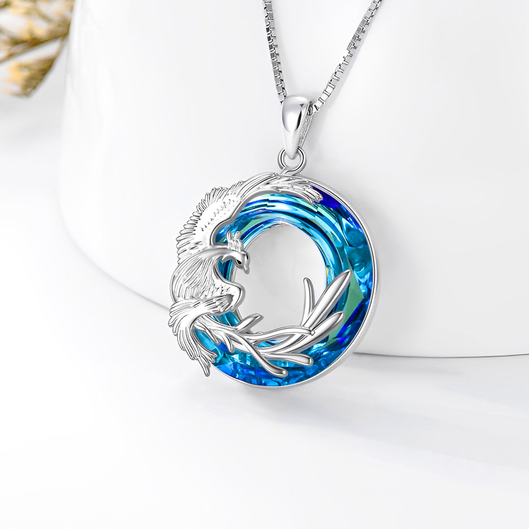 S925 I am A Warrior The Ashes Phoenix Crystal Necklace 