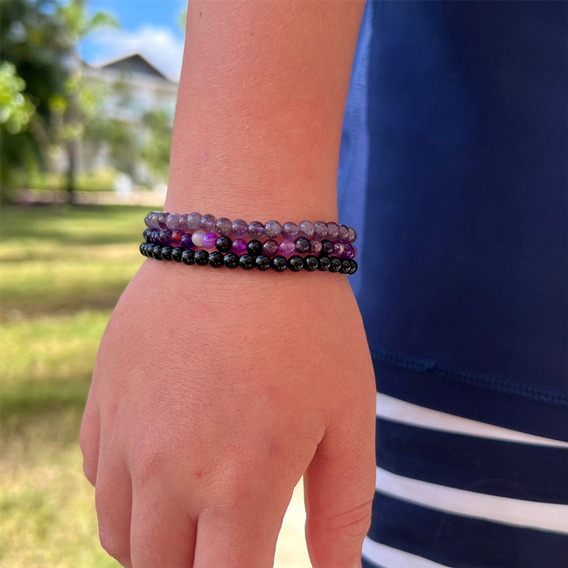 I Will Love And Protect You From Anything You Fear Amethyst Stress Relief Beaded Bracelet Set