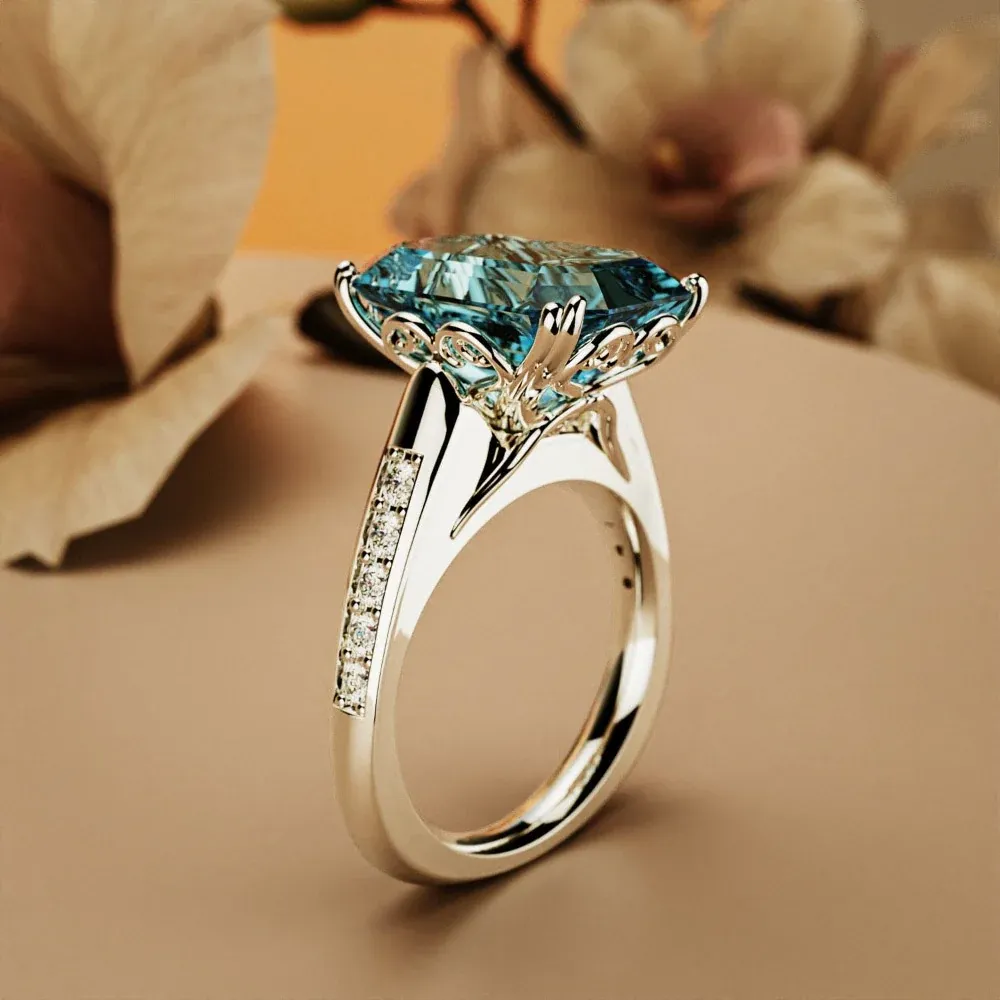 S925 Emerald Cut Diamond Ring