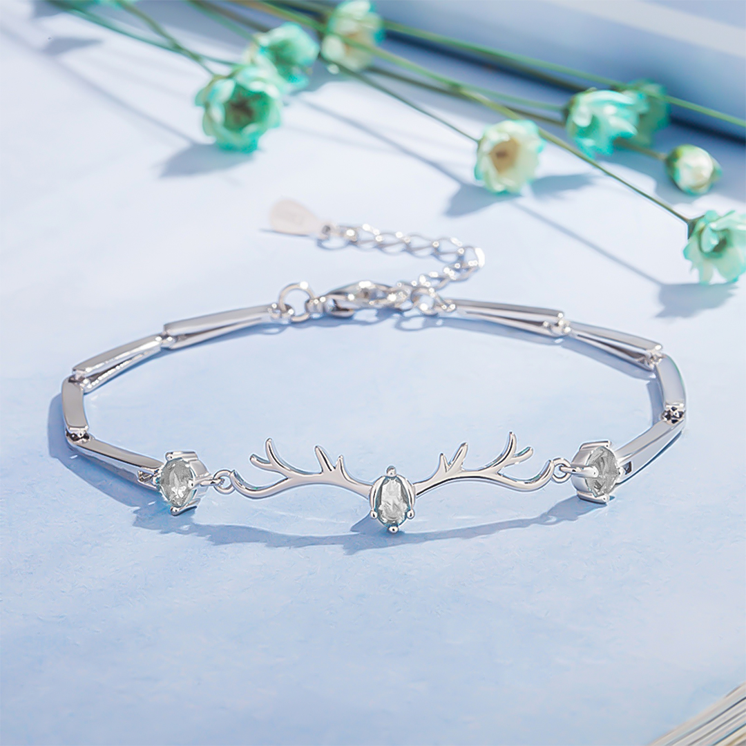 For Love -  My Hunt Was Over The Day I Met You Deer Antler Diamond Bracelet