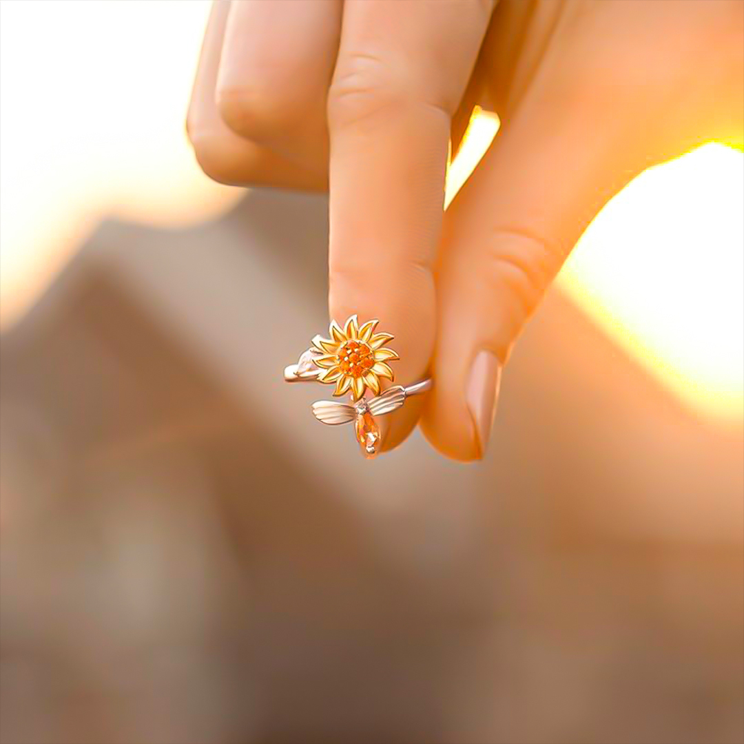 S925 Fuck Anxiety Rotatable Bee Ring