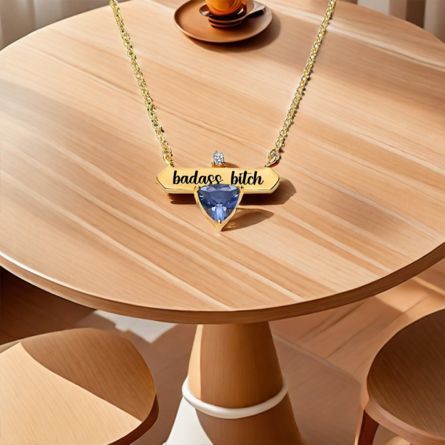 Badass Bitch Custom Birthstone Necklace