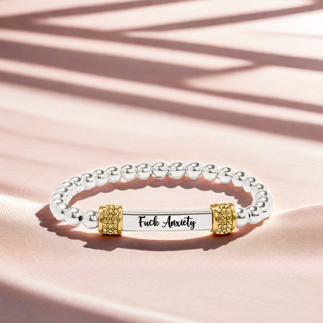 Fuck Anxiety Dainty Diamond Beaded Stretch Bracelet