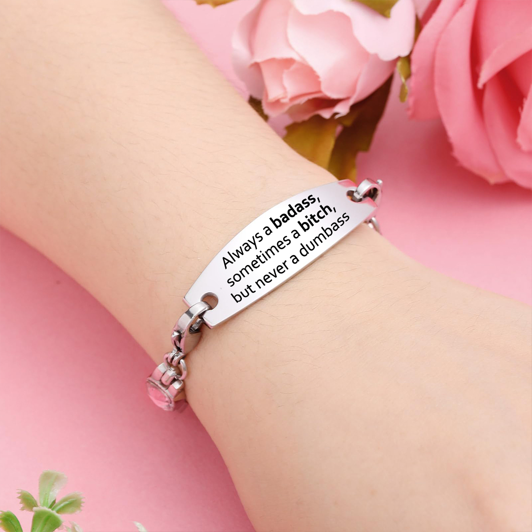 Badass Bitch Circle Diamond Chain Bracelet