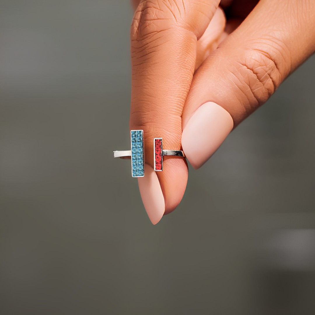 For Mother/Daughter -Thick and Thin Customized Birthstones Ring