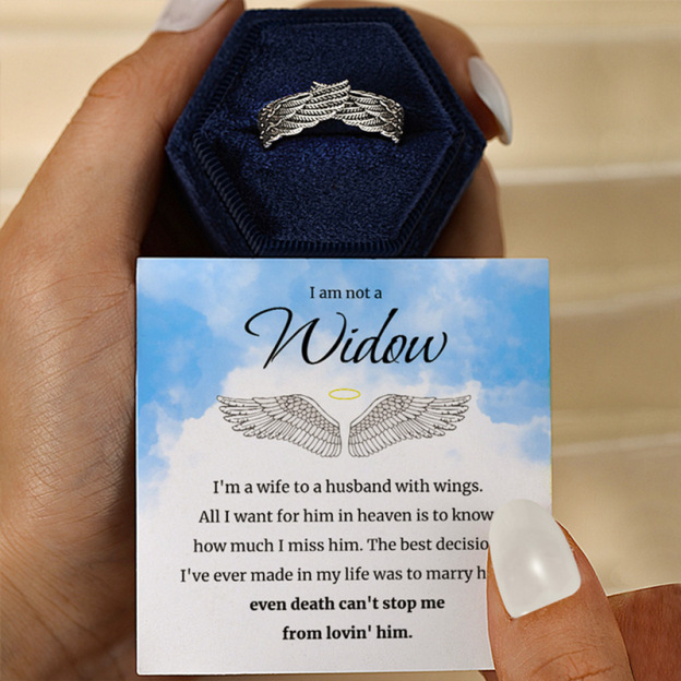 For Memorial - I Am Not A Widow Name Custom Wings Ring