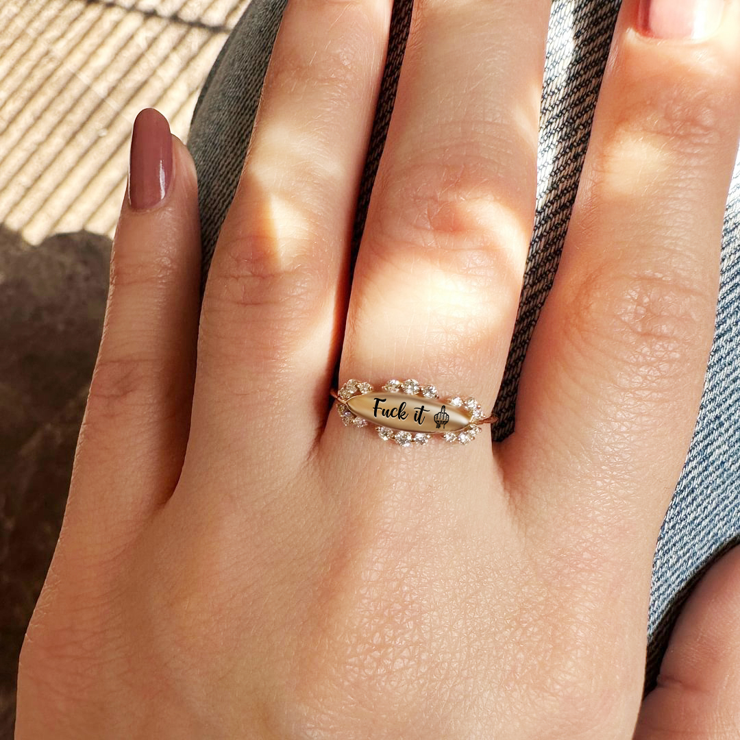 Fuck It Diamond Oval Ring