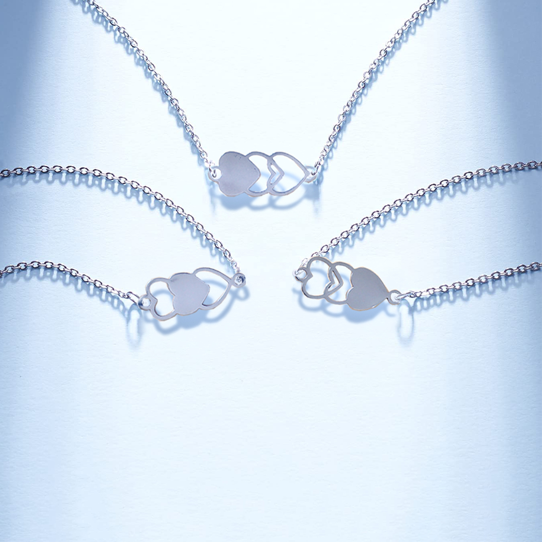 For Mother/Daughter - Lying Down Heart Bracelet Set