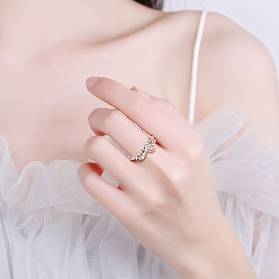 For Granddaughter - S925 I Am So Proud Of You Infinite Love Heartbeat Ring