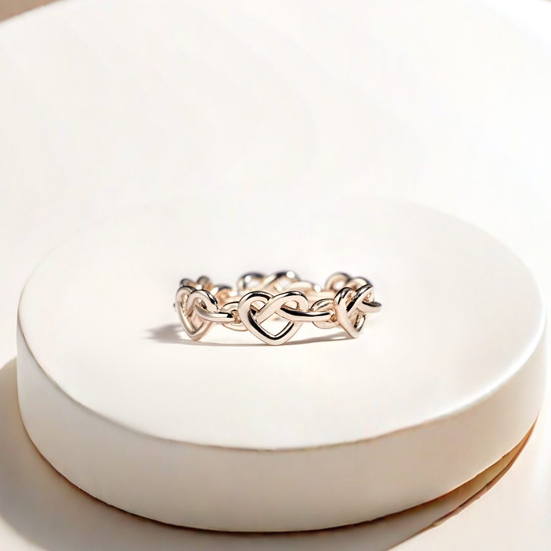 Mother & Daughter Always Connected Infinity Heart Knot Ring