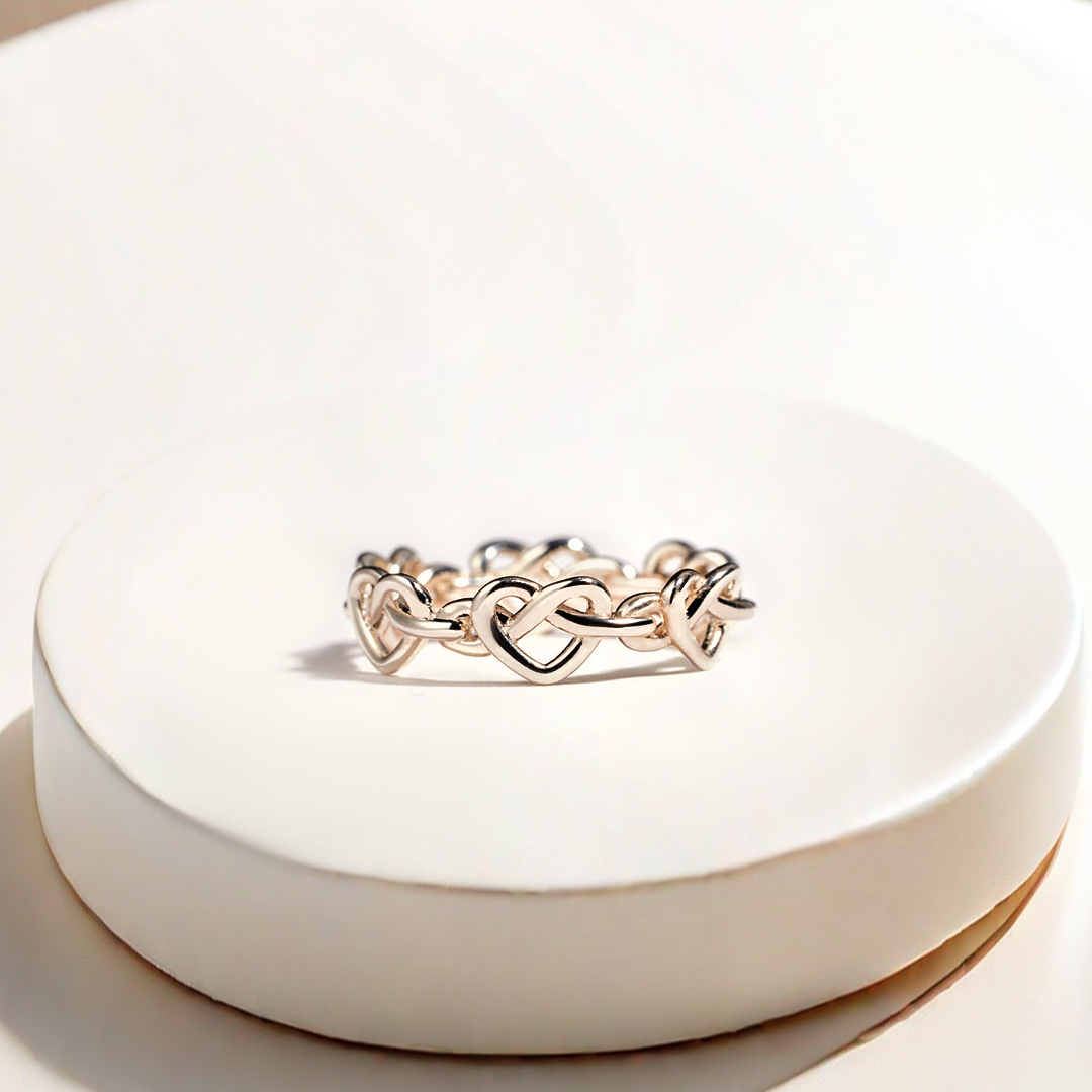 Mother & Daughter Always Connected Infinity Heart Knot Ring