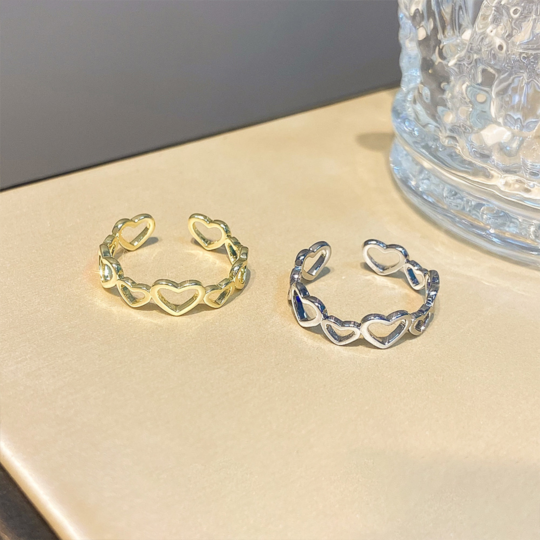 Mother & Daughter Big and Small Heart Interlocking Open Ring
