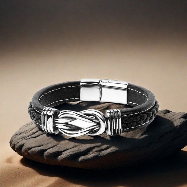 For Son - Mother & Son A link That Can Never Be Undone Black Knot Bracelet