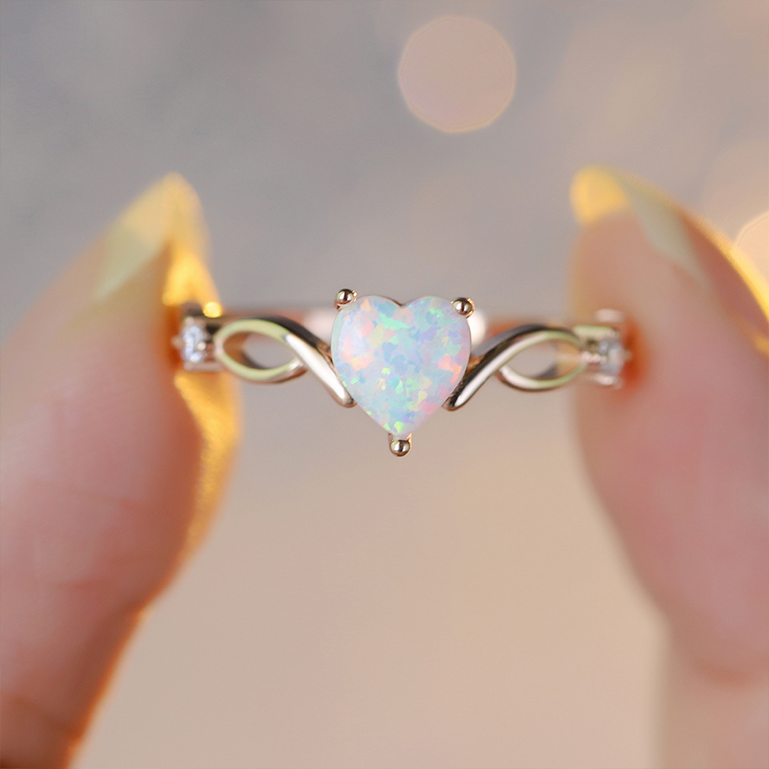 Heart Crossover Opal Ring