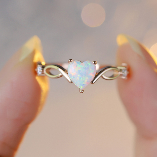 For-Self Heart Crossover Opal Ring