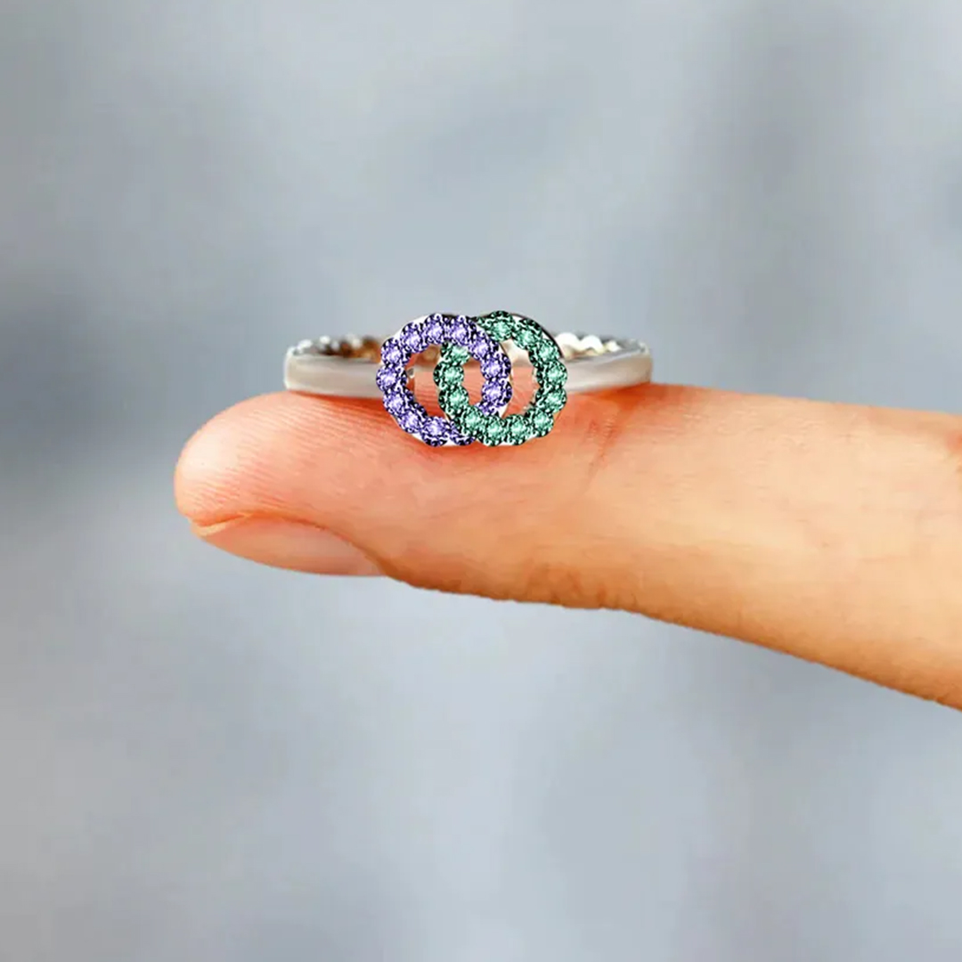 S925 Promise Forever Custom Birthstones Interlocking Ring