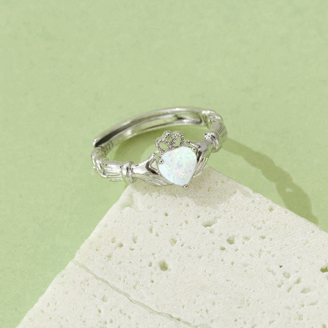 S925 Claddagh Opal Ring Ring