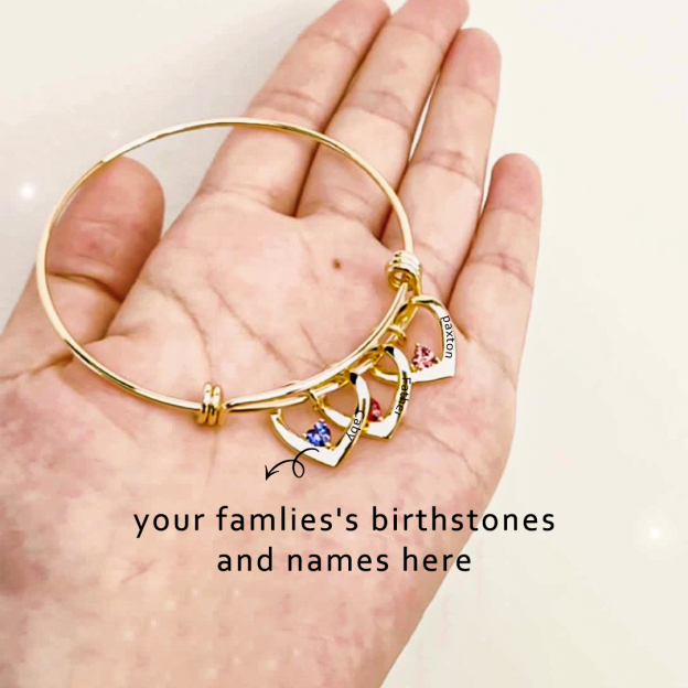 For Mom- Name And Birthstone Custom bangle