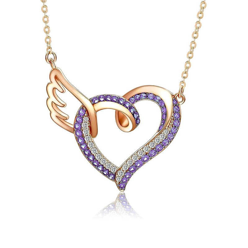 For Memorial - Life And Death Birthstone Love Wings Necklace