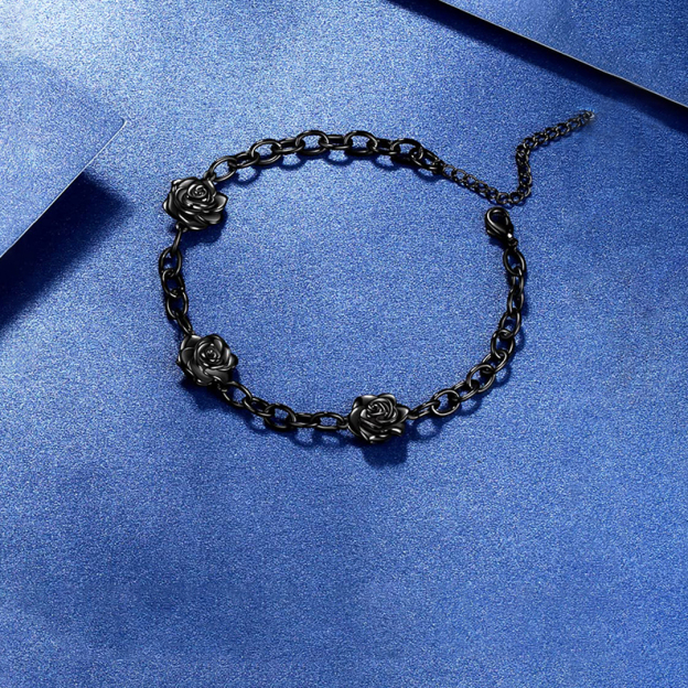 Black rose stands for survival Open Bracelet