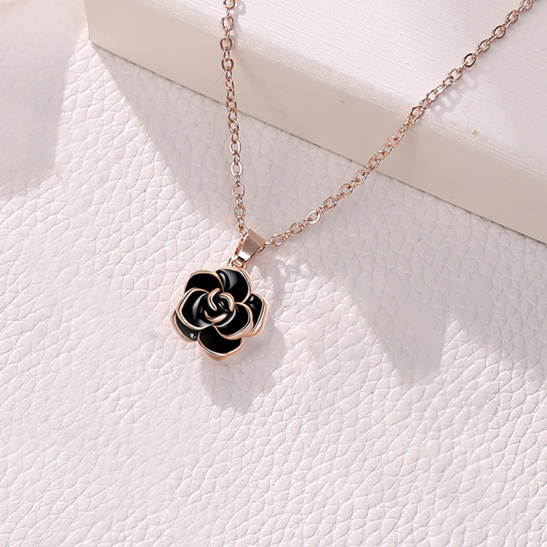 Strong As Fuck Black Rose Elegant Necklace