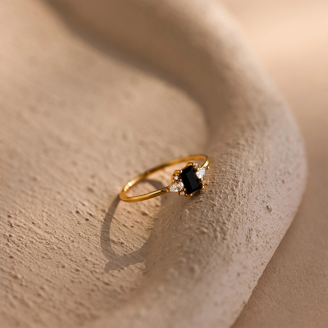 For Self - Love me until I am me again Black Square Diamond Ring