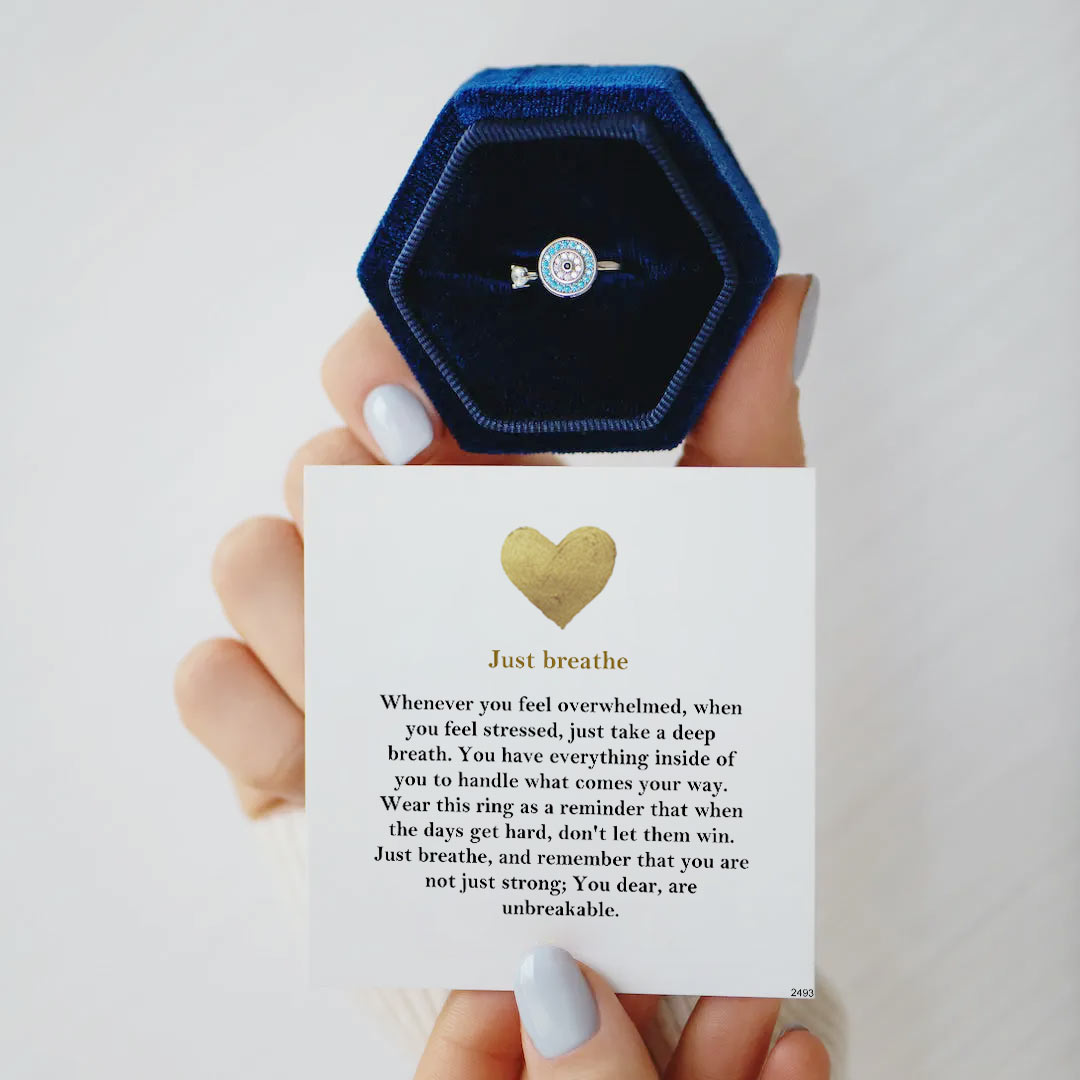 S925 I Will Love & Protect You from Anything You Fear Evil Eye Fidget Ring