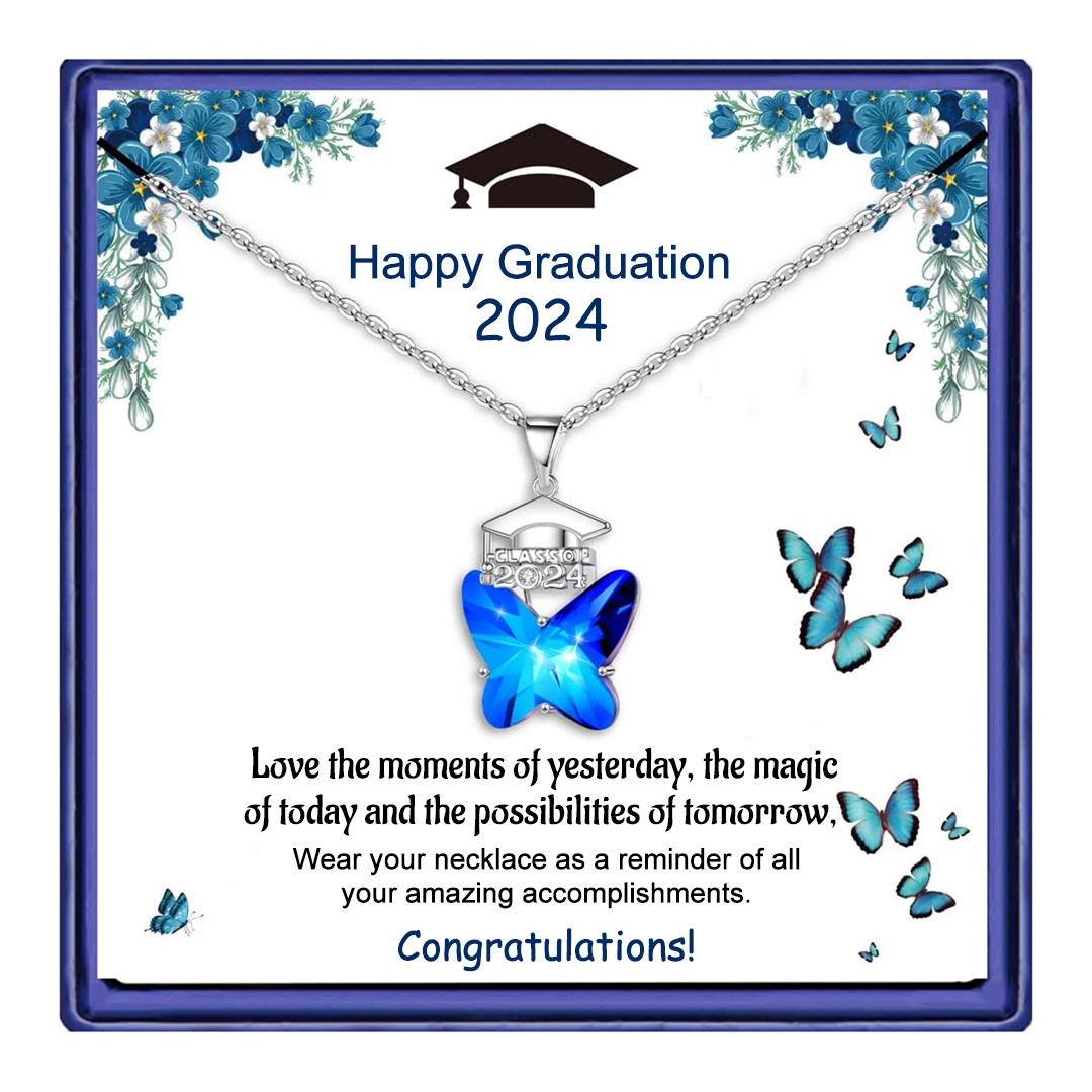 For Graduation - S925 Happy Graduation 2024 Butterfly Necklace