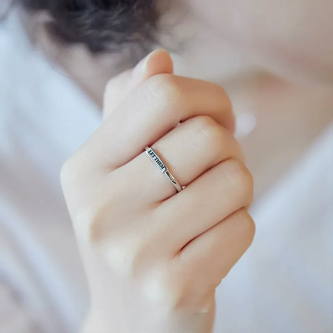 Let Them Silver Bar Open Ring