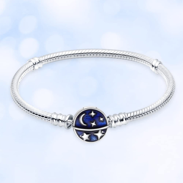 For Bonus Daughter - S925 Always Shine Like The Brightest Star Blue Planet Beaded Bracelet